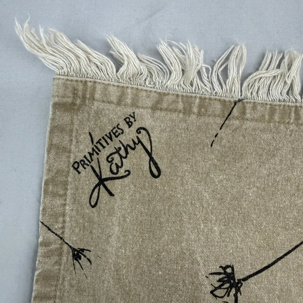 Primitives by Kathy Make A Wish Dandelion Cotton Dish Towel Tan Fringed 28x28